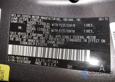 2015 Toyota Sienna Limited Premium 7 Passenger from USA, damaged, VIN 5TDDK3DC3FS112279